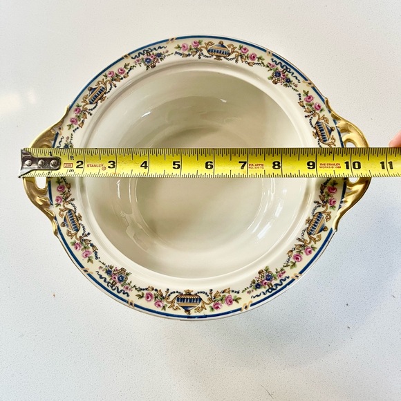 Guerin Pouyat Limoges France Elite Paris Ivory pedestal floral bowl gold handle - Picture 2 of 10